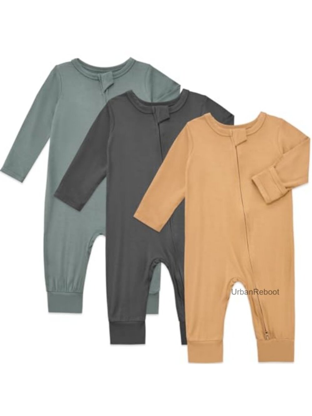 Bamboo Rayon Footless Pajamas with 2-Way Zipper and Mittens